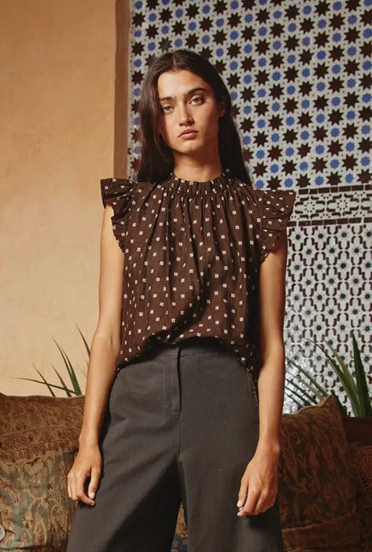 Chocolate Ruffle Top