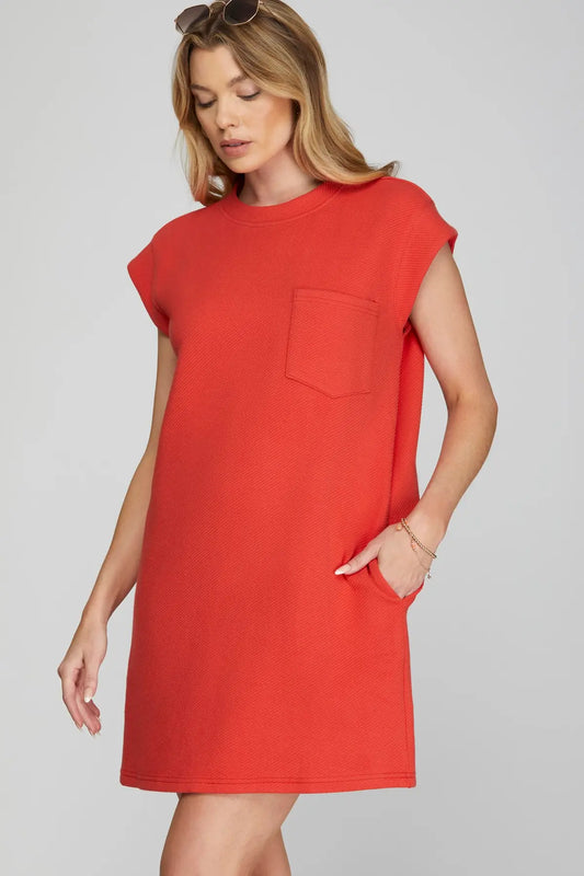 Textured Tomato Dress