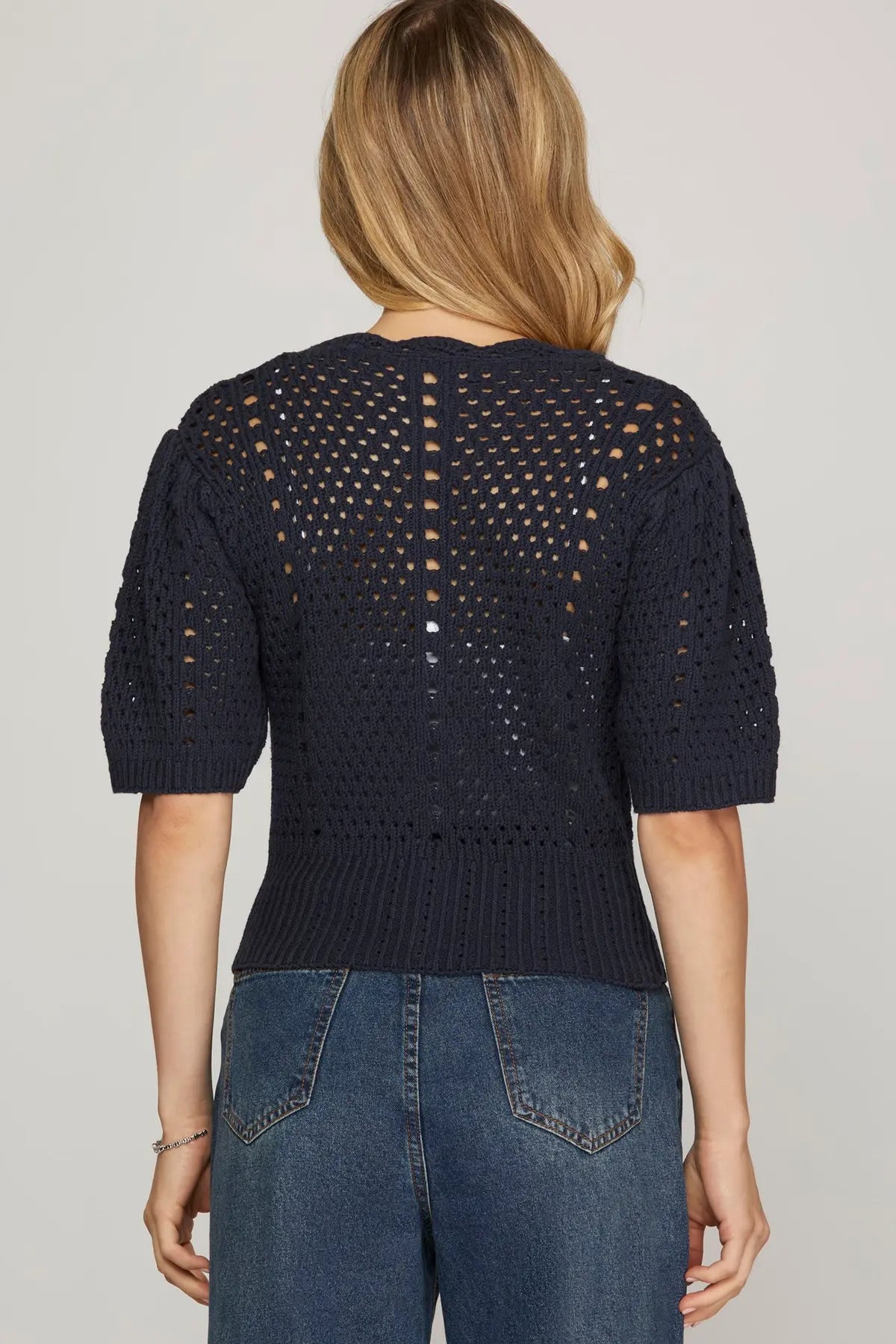 Navy Scallop Cardi