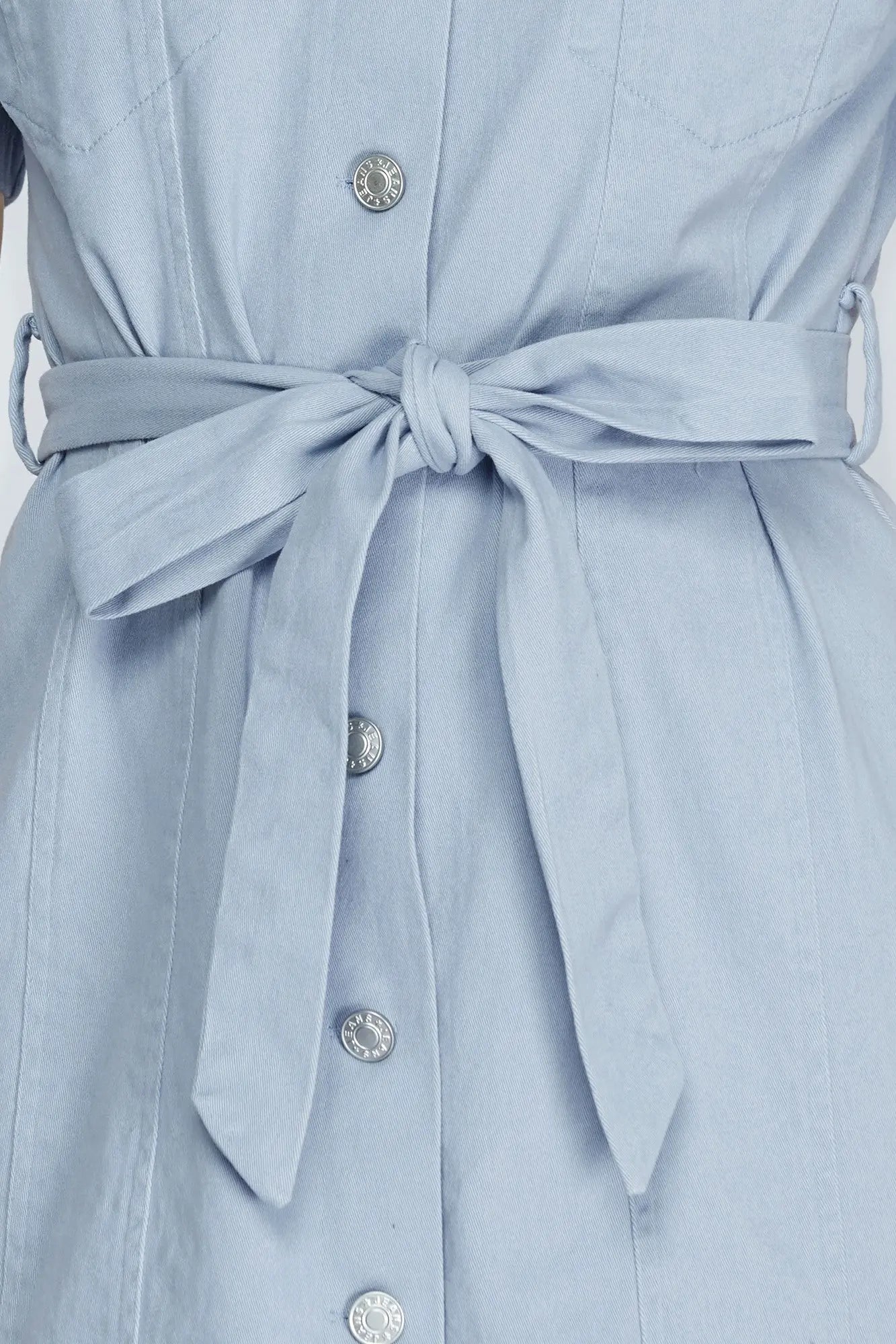 Light Blue Twill Button Down Dress