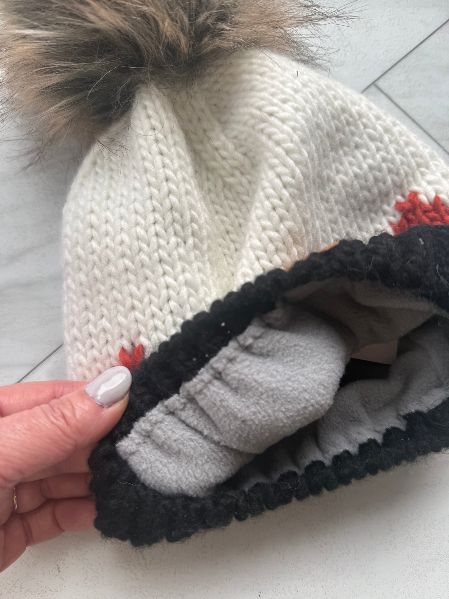 White Black And Rust Paterned Hat