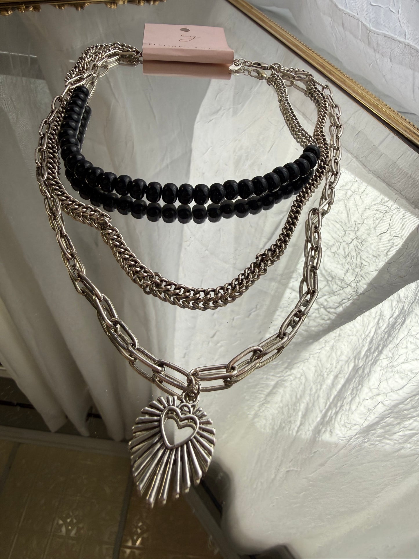 Resin Bead Heart Layered Necklace