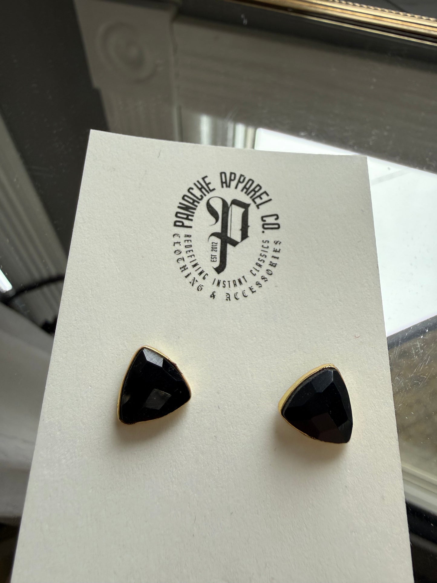 Gem Triangle Stud Earrings