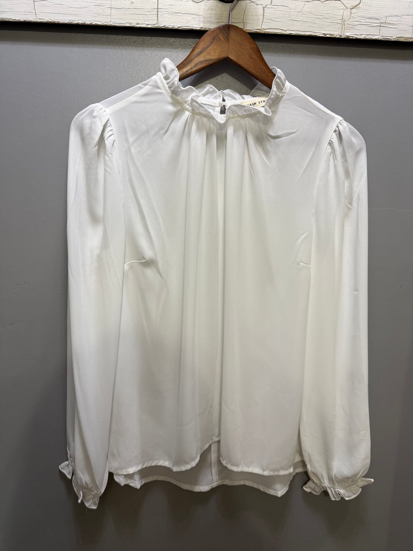 White Ruffle Mock Neck