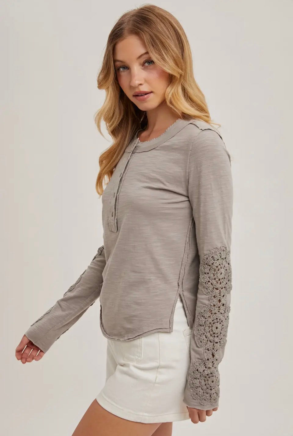 Mushroom Crochet Sleeve Henley