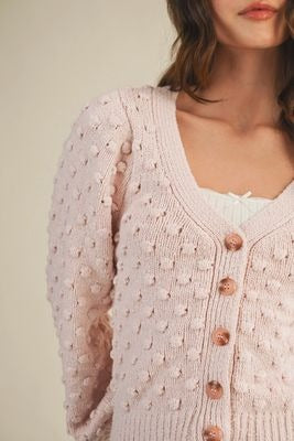 Pale Rose Popcorn Cardigan