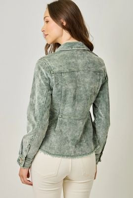 Peplum Washed Green Jacket