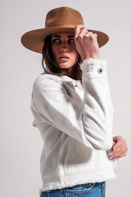 White Raw Edge Denim Jacket