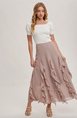 Ivory Square Neck Puff Sleeve Knit Top