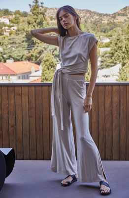 Cream Wrap Waist Top