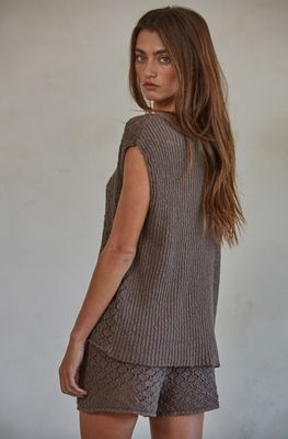 Chocolate Knit Button Down Vest