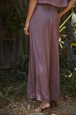 Dusty Plum Wide Leg Satin Pants