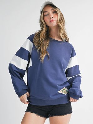Varsity Stripe Sweatshirt Blue