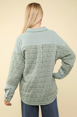 Curvy Sage Quilted Shacket