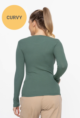CURVY Dark Basil Long Sleeved Top