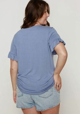 Curvy Violet Slate Bamboo Ruffle Sleeve