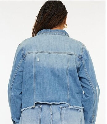 Curvy KC Fray Hem Jacket