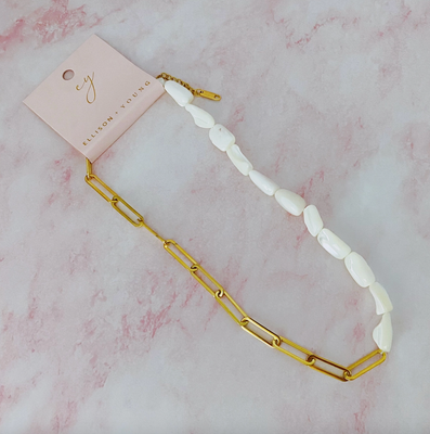 Gold Chain & Shell Pearl Necklace