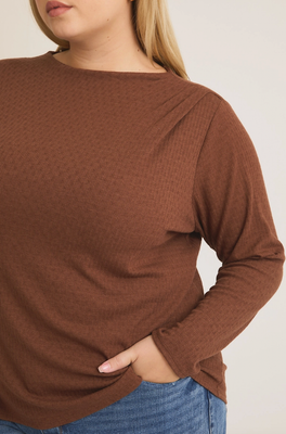 Curvy Brown Mock Neck