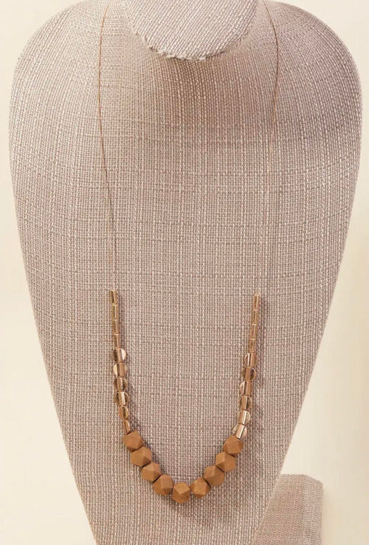 Block Bead Long Necklace