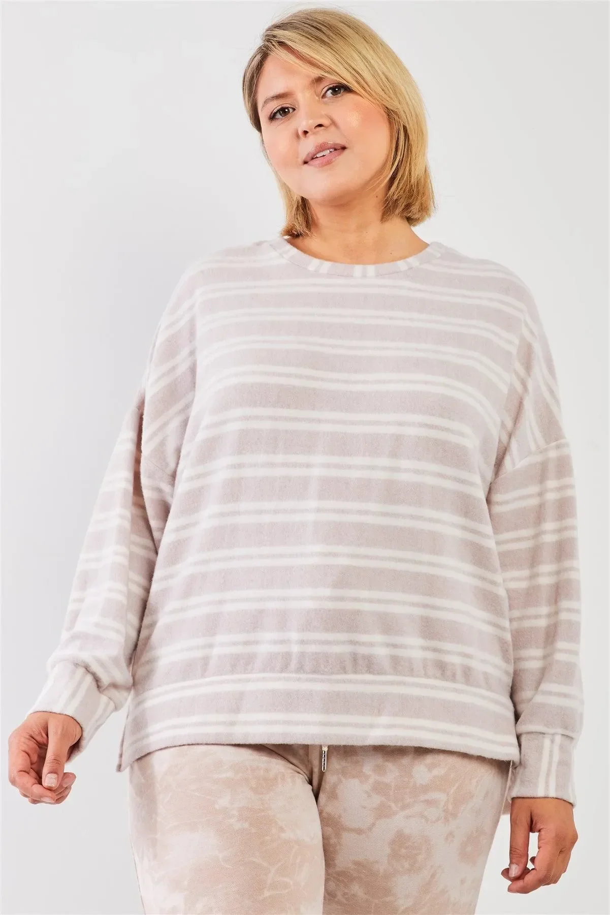 Curvy Cozy Stripe Pullover
