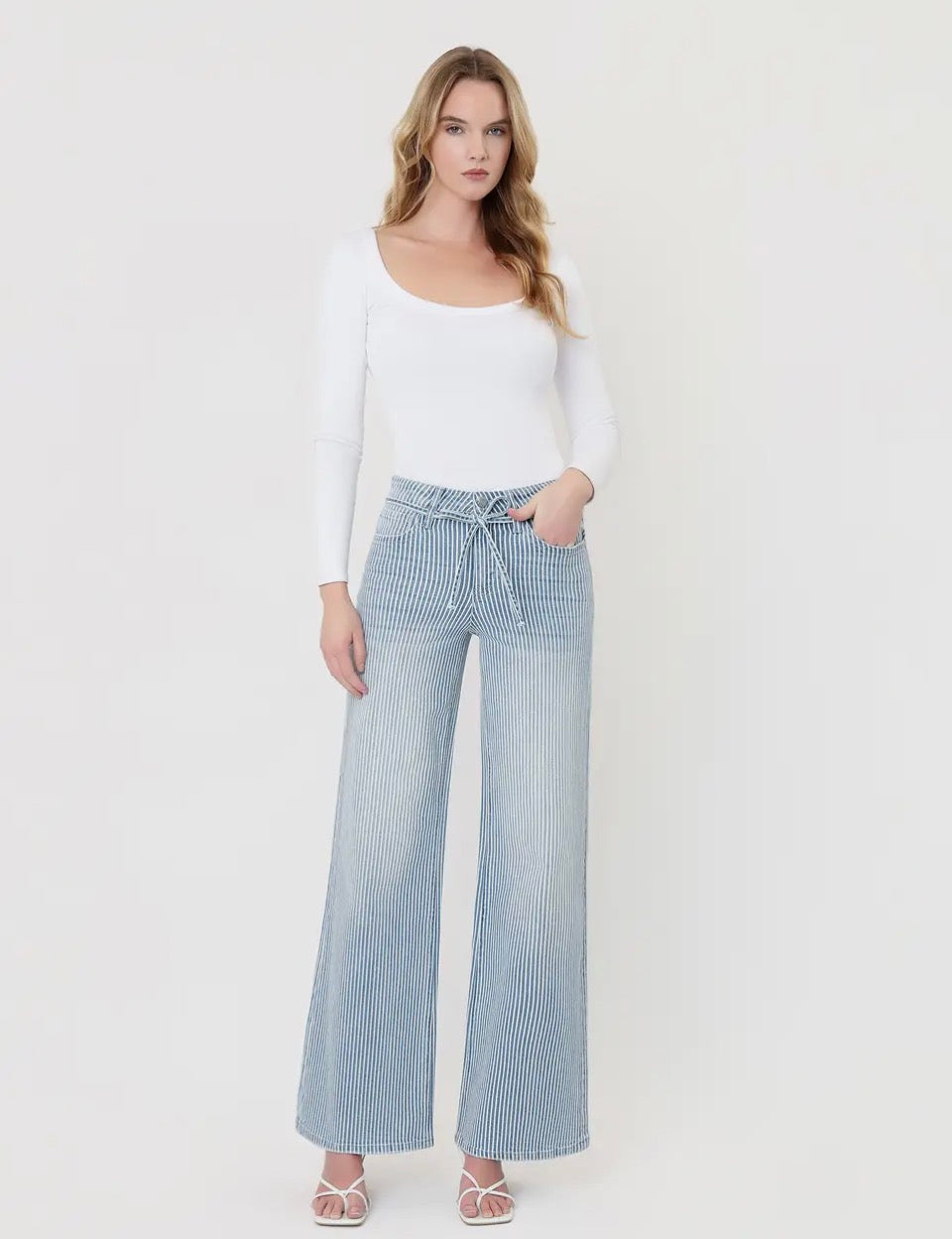 Tie Stripe Wide Leg