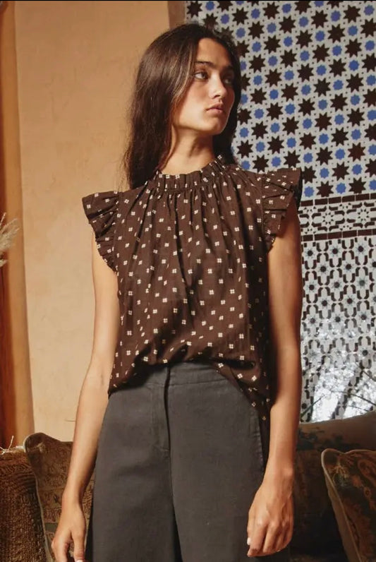 Chocolate Ruffle Top
