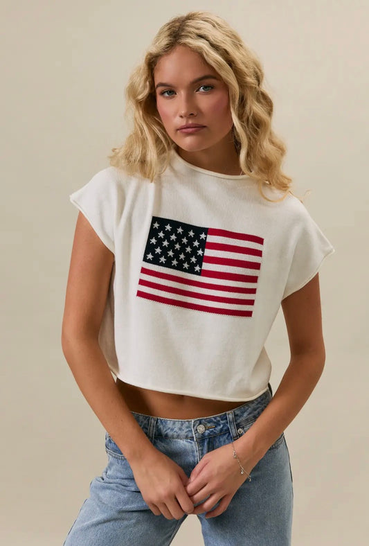 USA Flag Mock Neck