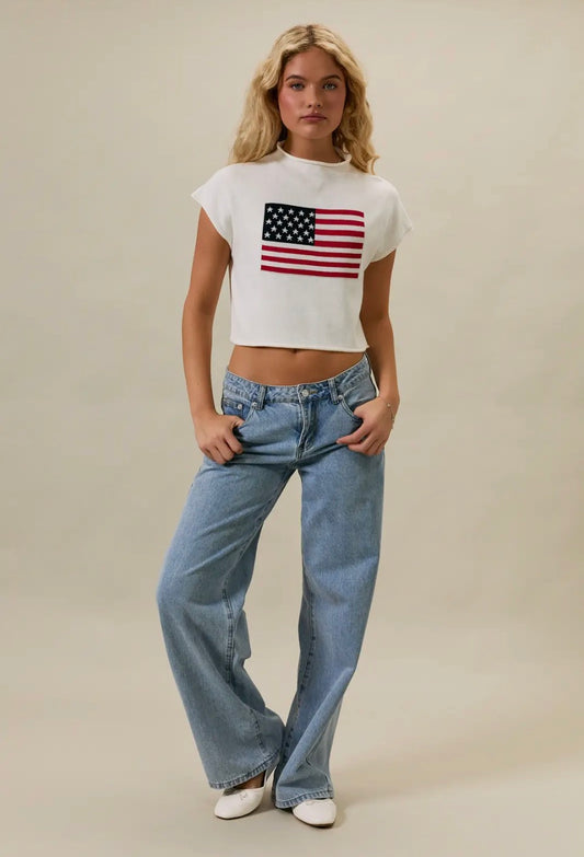 USA Flag Mock Neck