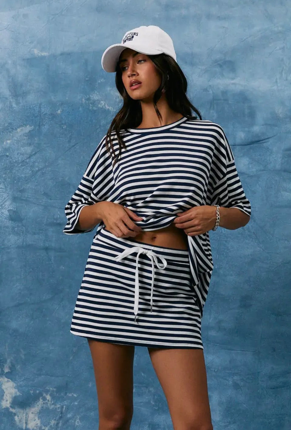 Navy Stripe Skort