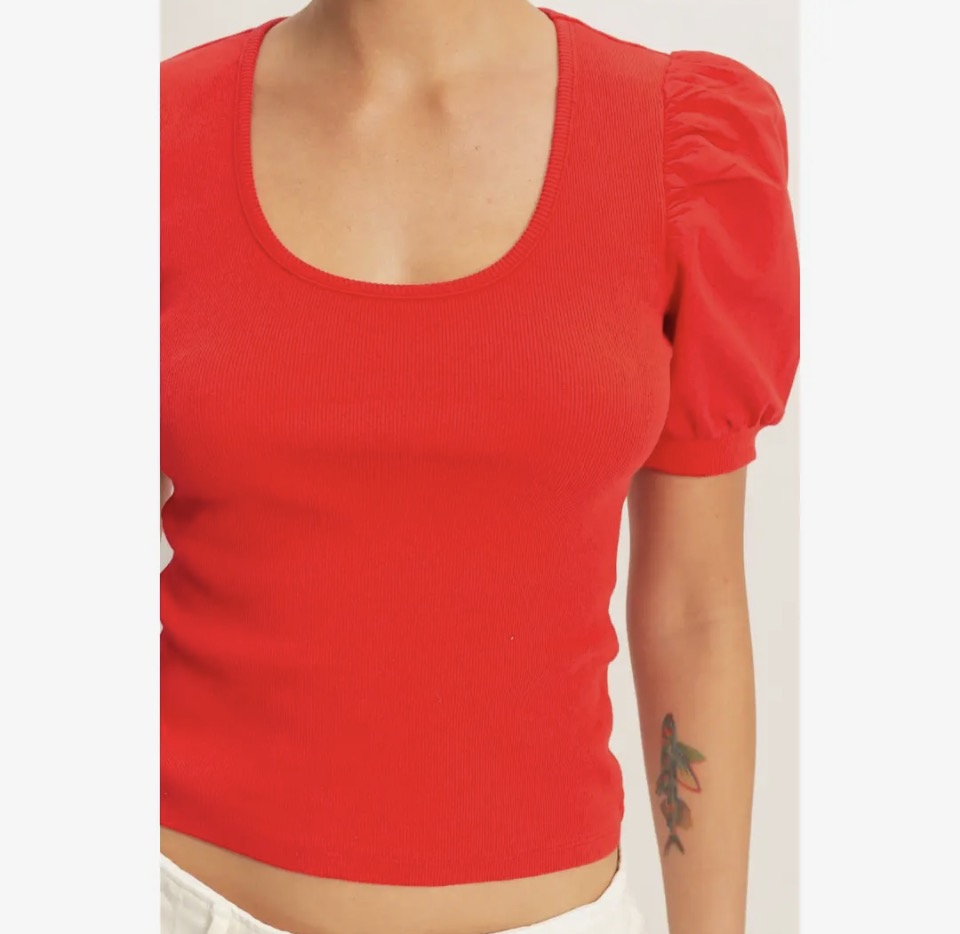 Red Puff Sleeve Top