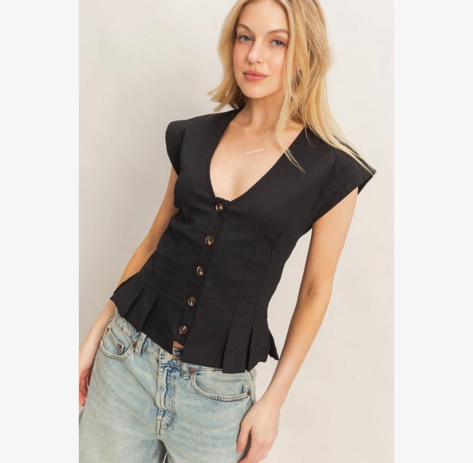 Black Peplum Vest