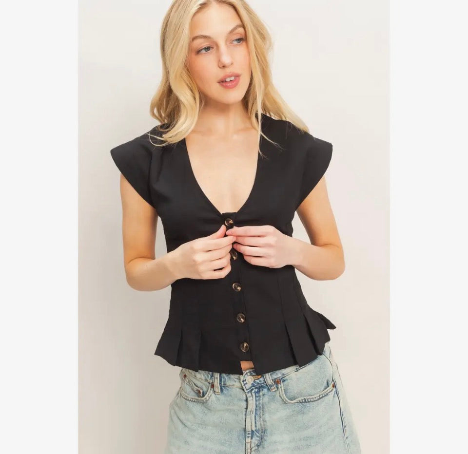 Black Peplum Vest