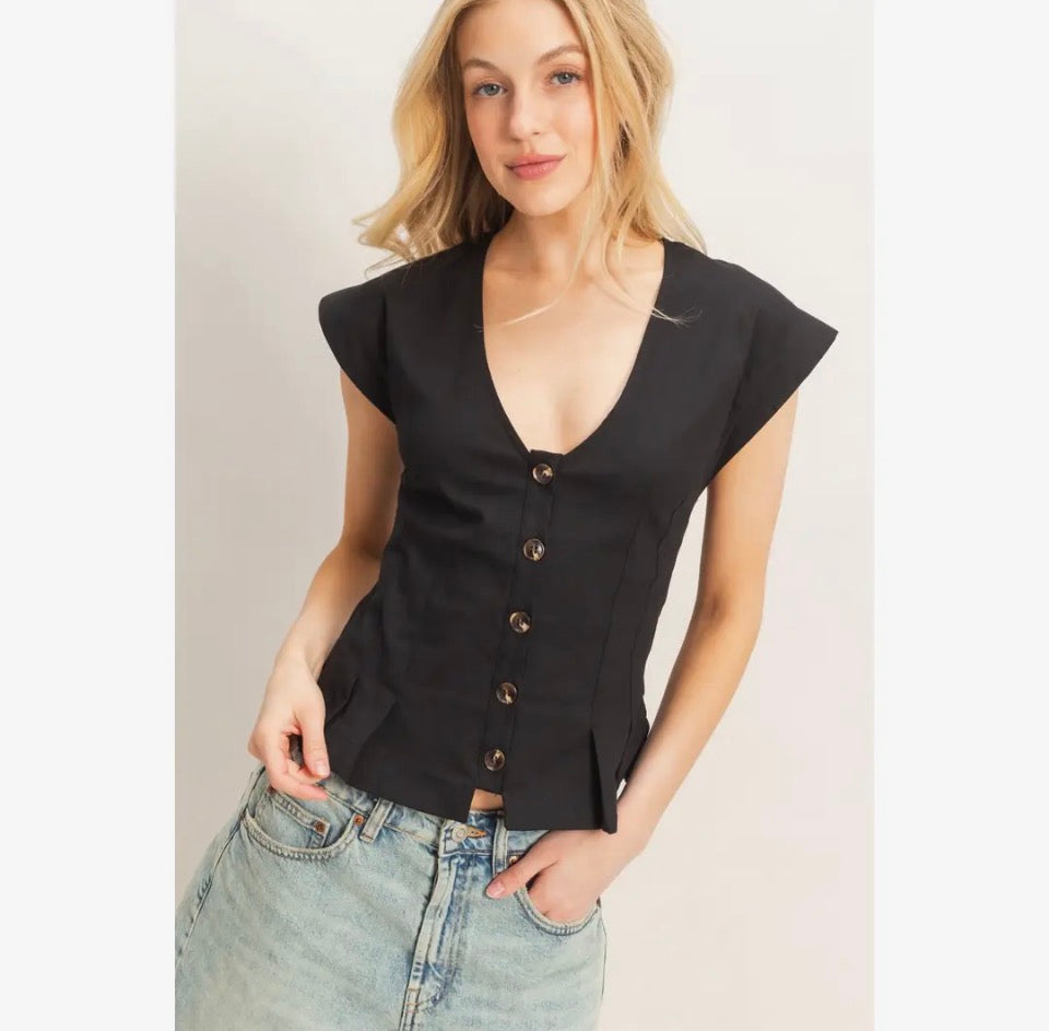 Black Peplum Vest