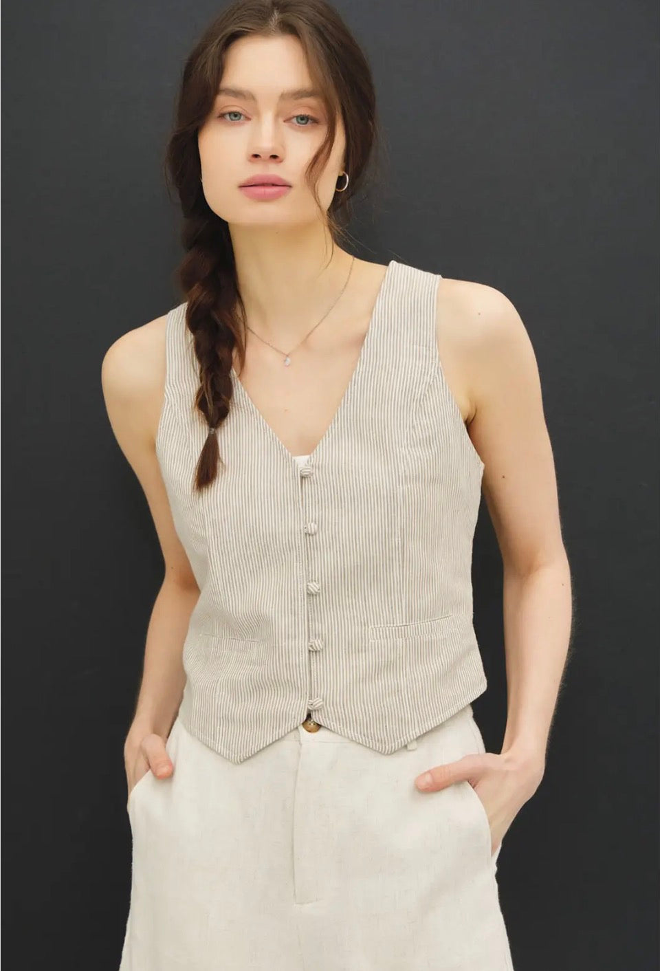 Khaki Stripe Vest