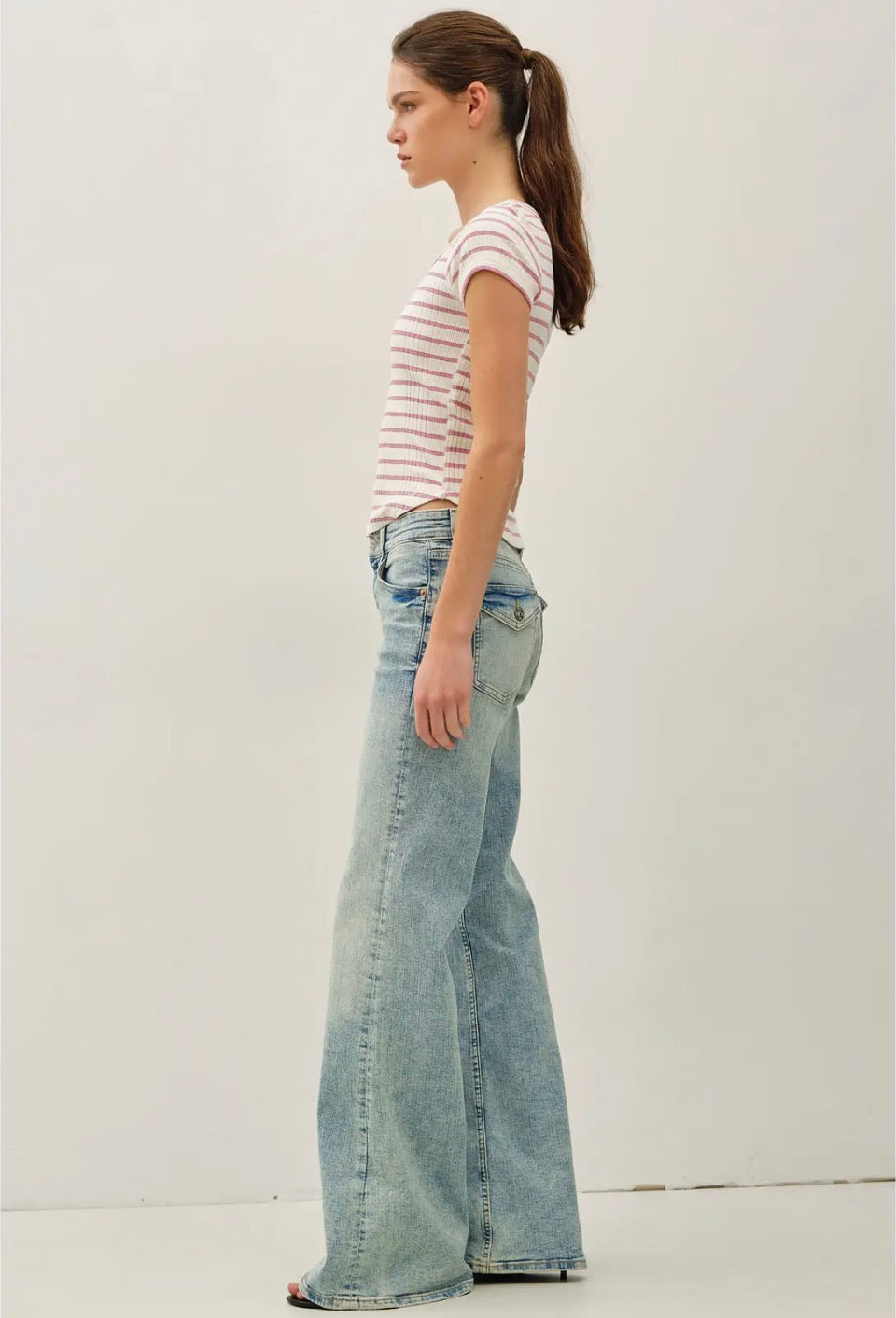 Pink Stripe Cap Sleeve