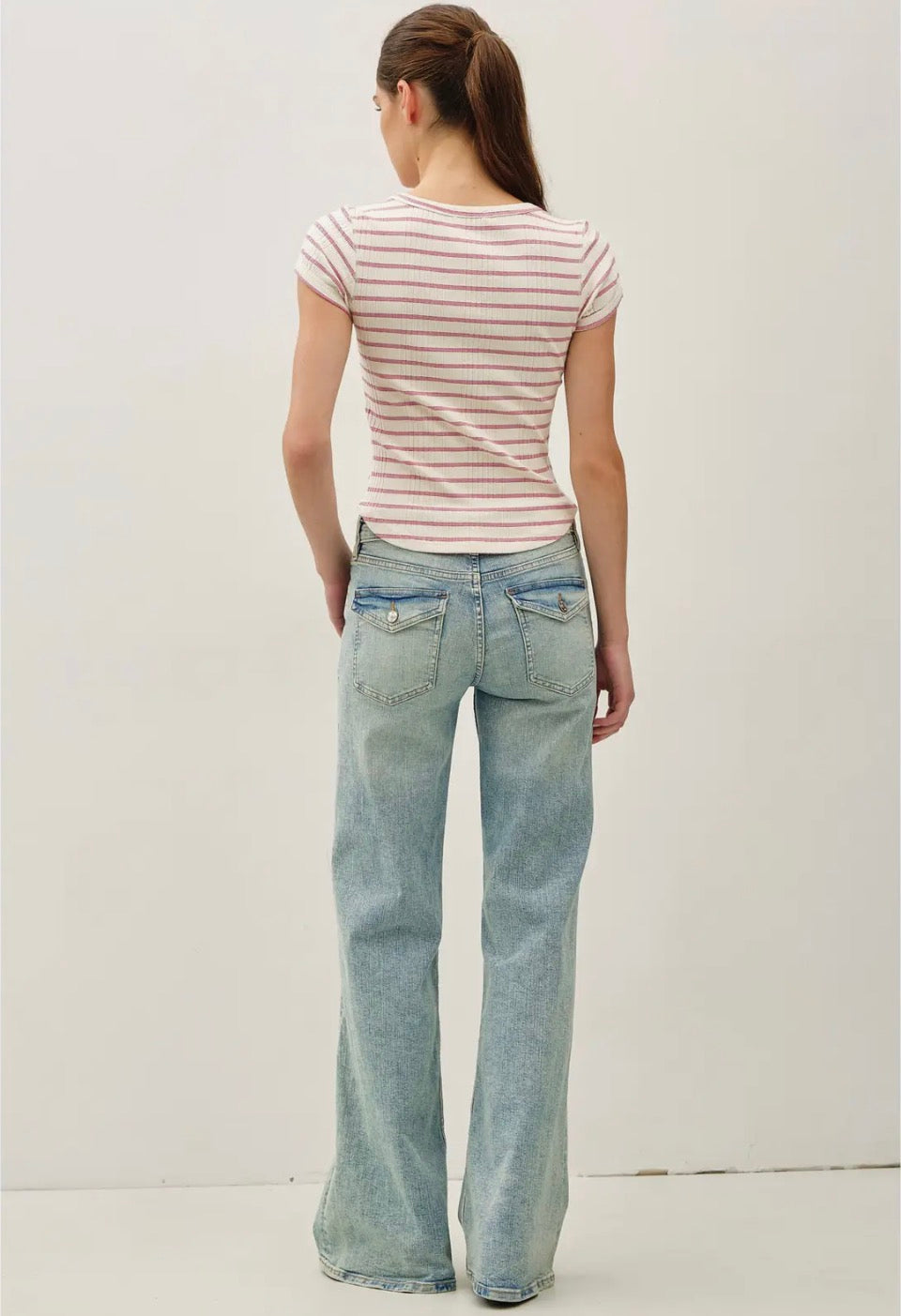 Pink Stripe Cap Sleeve