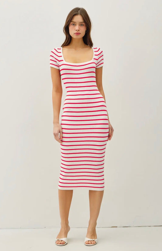 Red Stripe Midi Dress