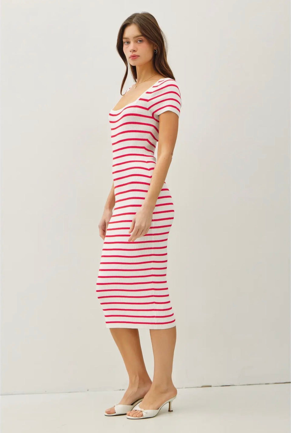 Red Stripe Midi Dress