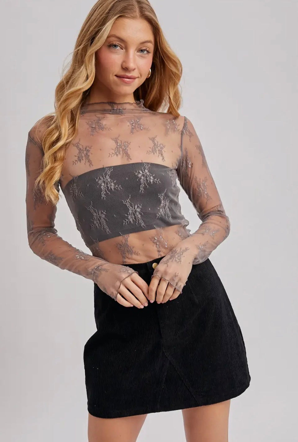 Mauve Lace Floral Top