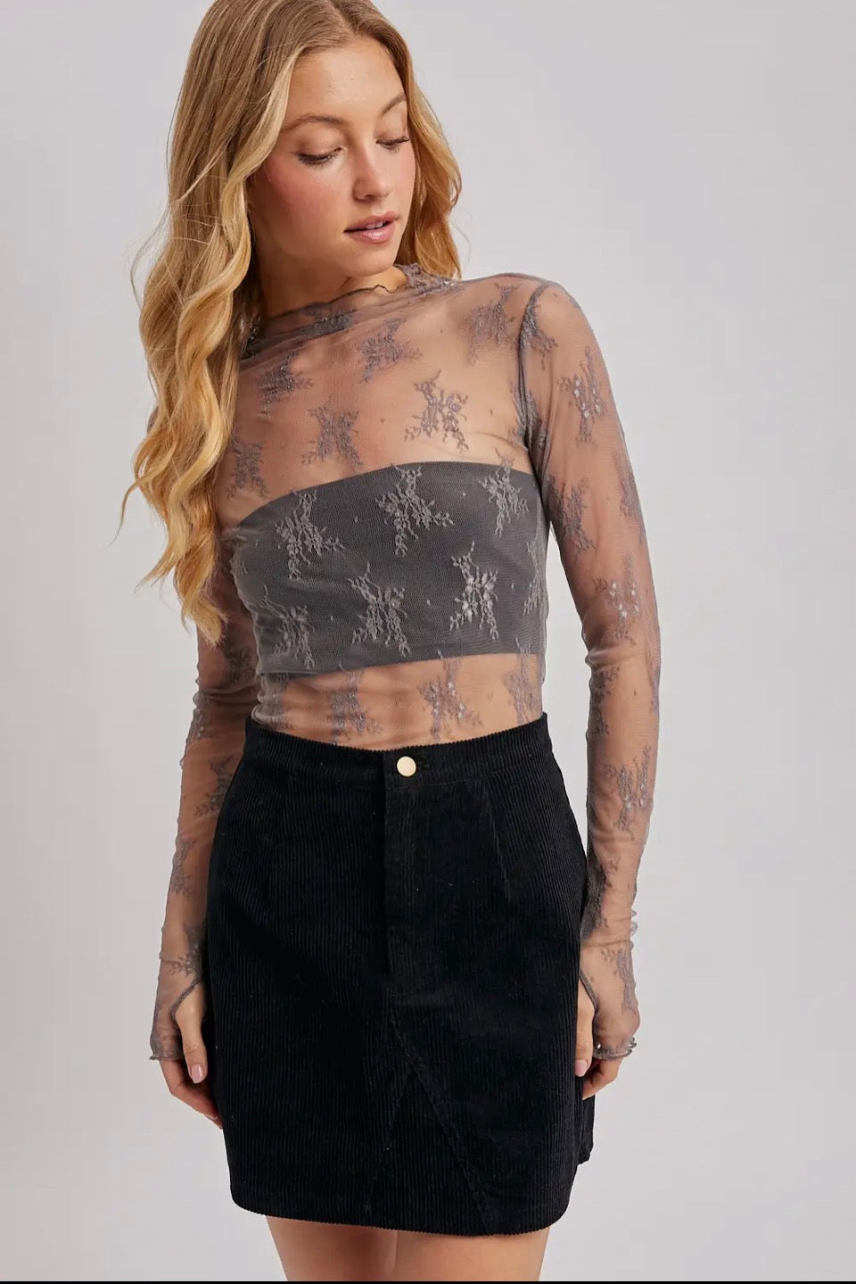 Mauve Lace Floral Top