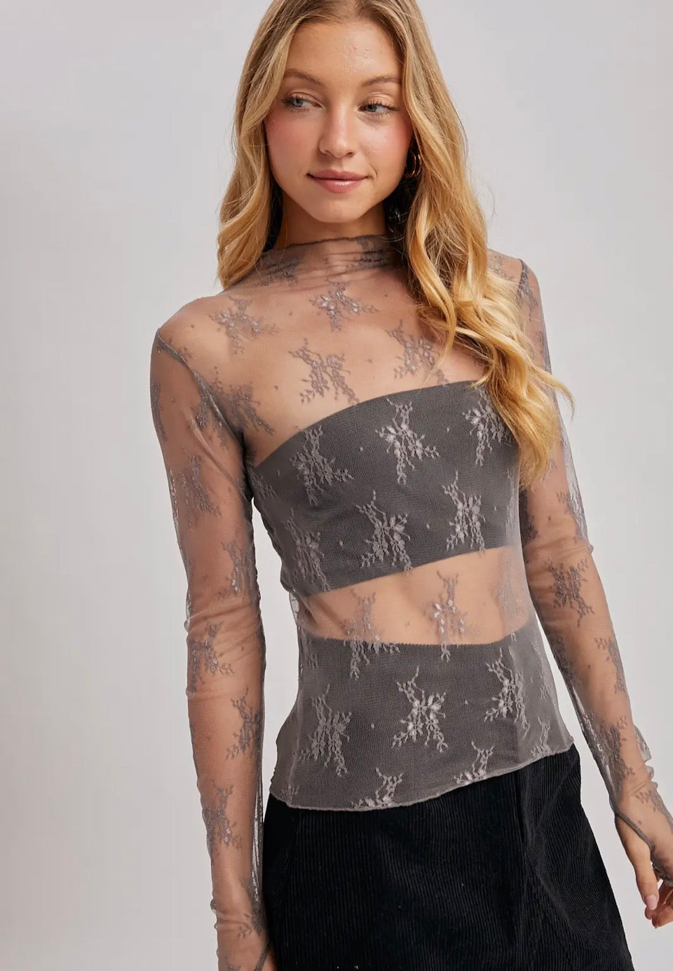 Mauve Lace Floral Top