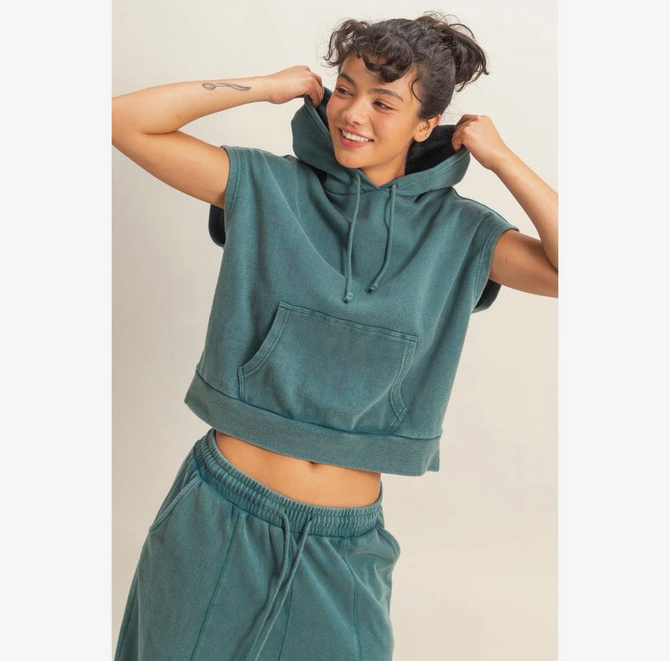 Teal Sleeveless Hoodie