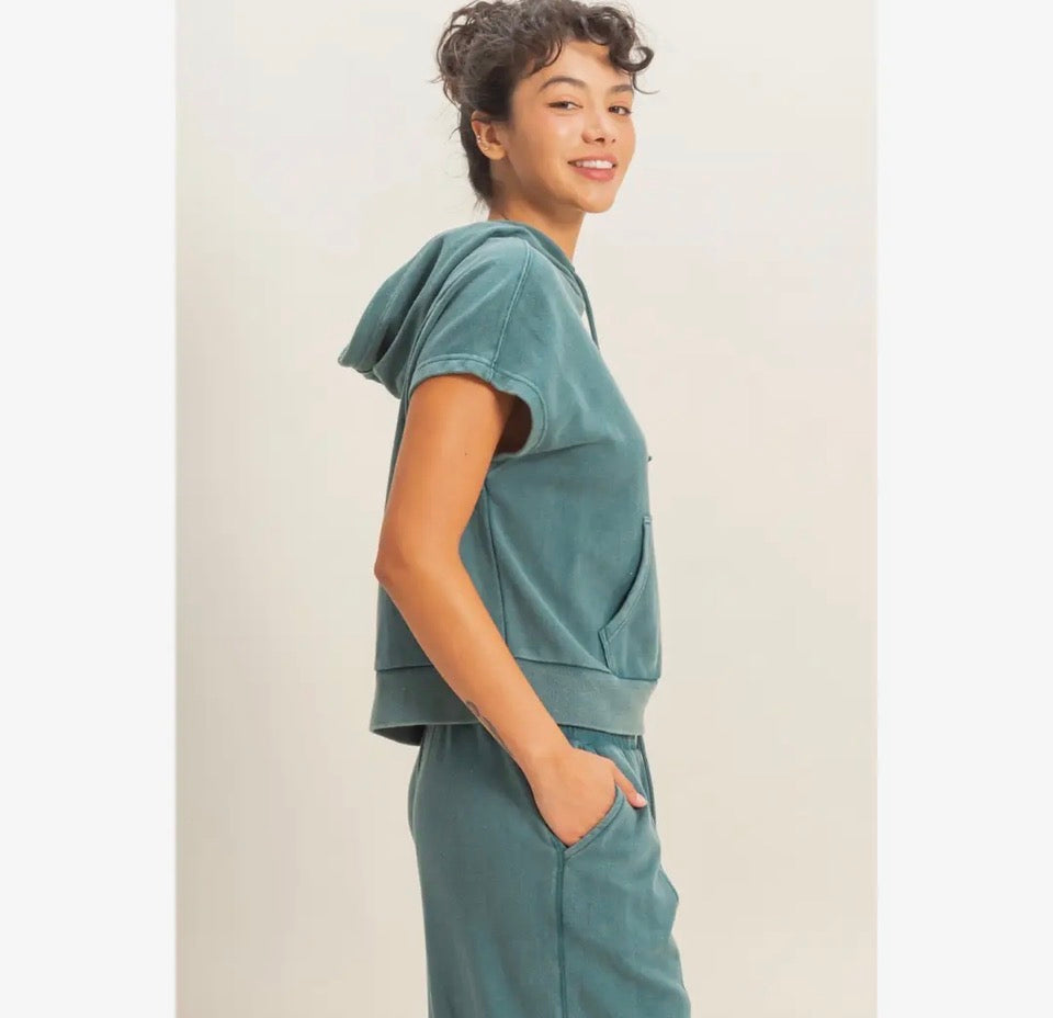 Teal Sleeveless Hoodie