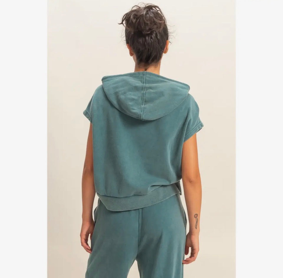 Teal Sleeveless Hoodie