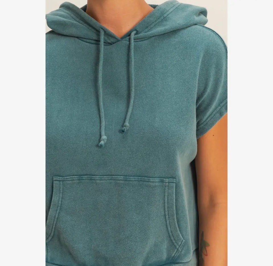 Teal Sleeveless Hoodie