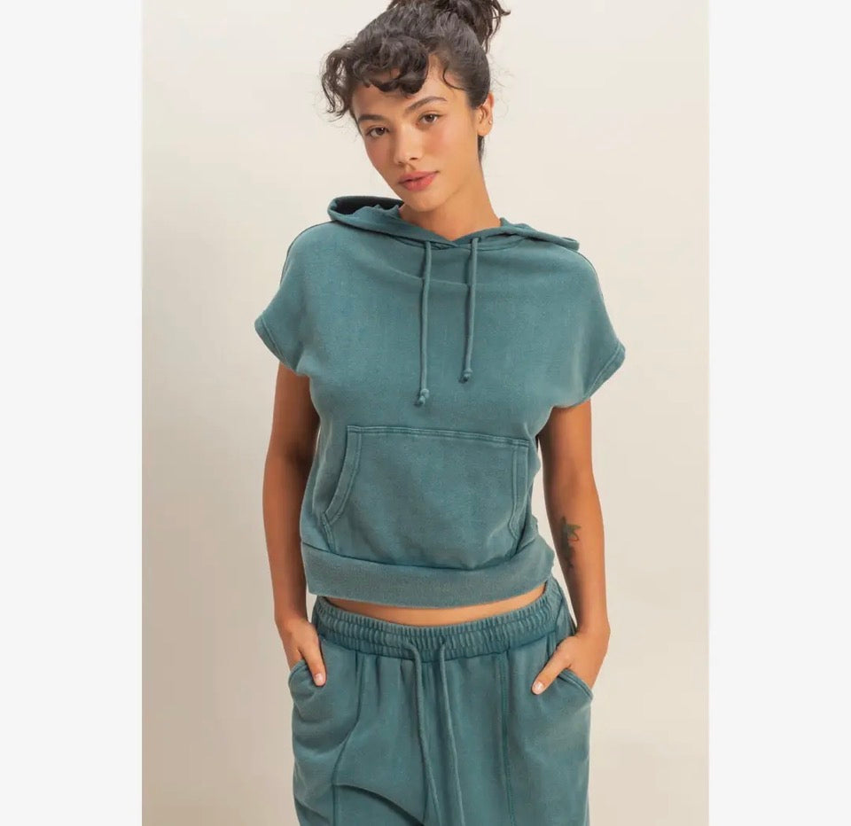 Teal Sleeveless Hoodie