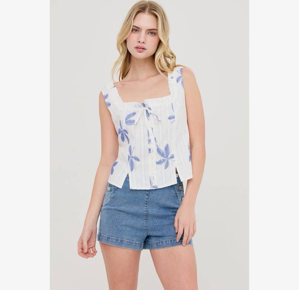 Palm Ruffle Sleeveless