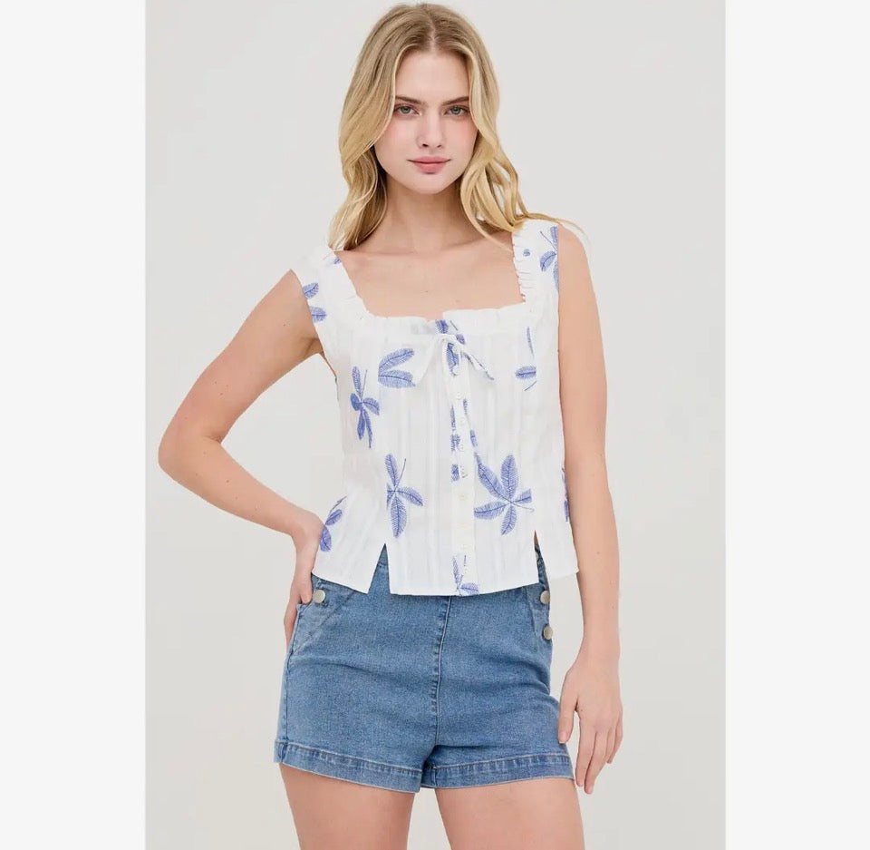 Palm Ruffle Sleeveless