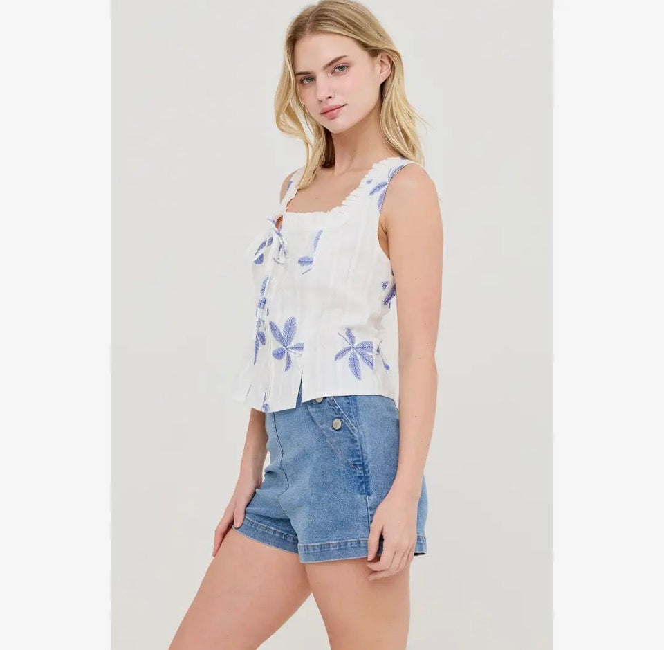Palm Ruffle Sleeveless